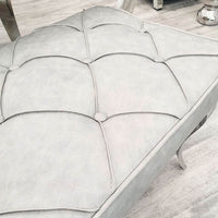 Luxurious Louis Dining Bench in Velvet or Faux Leather - Space Saving Design with Chrome Legs - UK Luxury Furniture