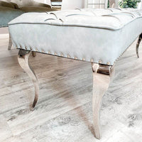 Luxurious Louis Dining Bench in Velvet or Faux Leather - Space Saving Design with Chrome Legs - UK Luxury Furniture