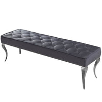 Luxurious Louis Dining Bench in Velvet or Faux Leather - Space Saving Design with Chrome Legs - UK Luxury Furniture