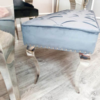 Luxurious Louis Dining Bench in Velvet or Faux Leather - Space Saving Design with Chrome Legs - UK Luxury Furniture