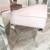 Luxurious Louis Dining Bench in Velvet or Faux Leather - Space Saving Design with Chrome Legs - UK Luxury Furniture
