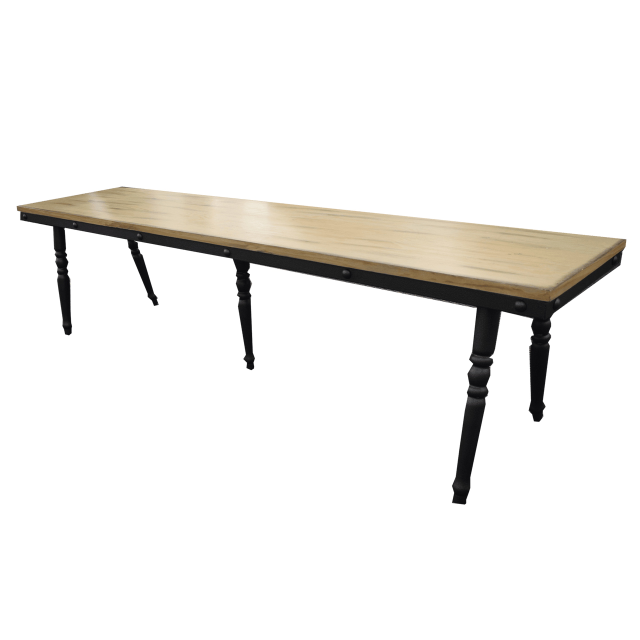 Sienna 180cm Industrial Dining Bench with Rustic Wooden Top and Black Spindle Legs - UK Luxury Furniture