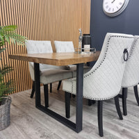 Bentley Black Leg Dining Chair - Light Grey Velvet, Quilted Back, Premium Black Wood Details - UK Luxury Furniture
