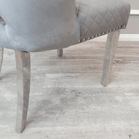 Luxury Chelsea Dining Chair with Lion Knocker, Buttoned Back, Velvet Finish, Multiple Colours - UK Luxury Furniture
