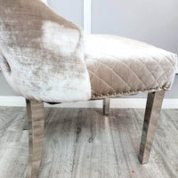 Luxury Chelsea Dining Chair with Lion Knocker, Buttoned Back, Velvet Finish, Multiple Colours - UK Luxury Furniture