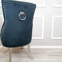 Duke Velvet Dining Chair With Chrome Knocker - Luxurious Design In 4 Colors, UK Fire Resistant - UK Luxury Furniture