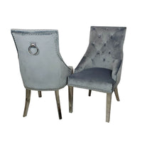 Duke Velvet Dining Chair With Chrome Knocker - Luxurious Design In 4 Colors, UK Fire Resistant - UK Luxury Furniture