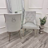 Duke Velvet Dining Chair With Chrome Knocker - Luxurious Design In 4 Colors, UK Fire Resistant - UK Luxury Furniture