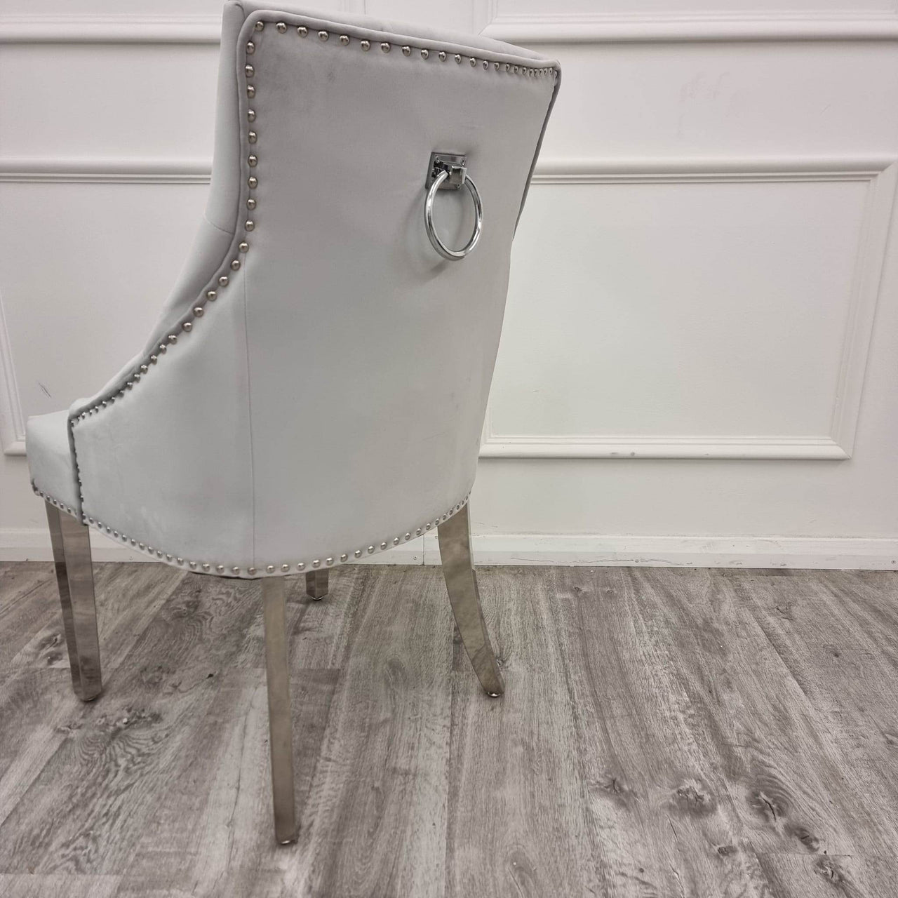 Duke Velvet Dining Chair With Chrome Knocker - Luxurious Design In 4 Colors, UK Fire Resistant - UK Luxury Furniture