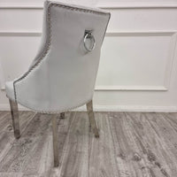 Duke Velvet Dining Chair With Chrome Knocker - Luxurious Design In 4 Colors, UK Fire Resistant - UK Luxury Furniture