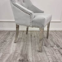 Duke Velvet Dining Chair With Chrome Knocker - Luxurious Design In 4 Colors, UK Fire Resistant - UK Luxury Furniture