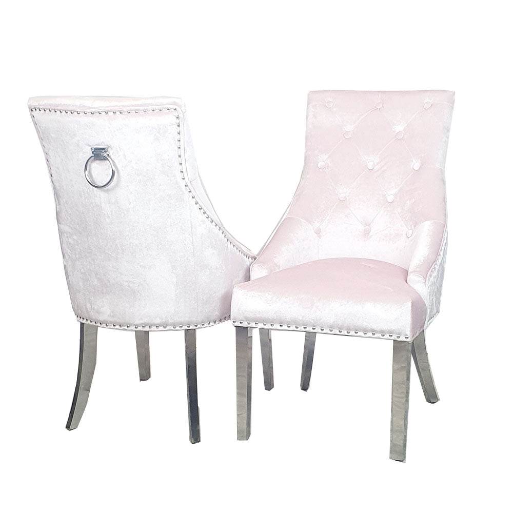 Duke Velvet Dining Chair With Chrome Knocker - Luxurious Design In 4 Colors, UK Fire Resistant - UK Luxury Furniture