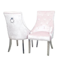 Duke Velvet Dining Chair With Chrome Knocker - Luxurious Design In 4 Colors, UK Fire Resistant - UK Luxury Furniture