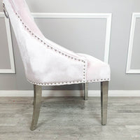 Duke Velvet Dining Chair With Chrome Knocker - Luxurious Design In 4 Colors, UK Fire Resistant - UK Luxury Furniture