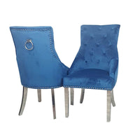 Duke Velvet Dining Chair With Chrome Knocker - Luxurious Design In 4 Colors, UK Fire Resistant - UK Luxury Furniture
