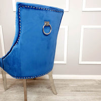 Duke Velvet Dining Chair With Chrome Knocker - Luxurious Design In 4 Colors, UK Fire Resistant - UK Luxury Furniture