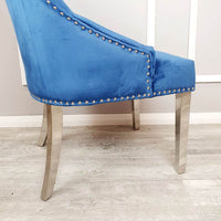 Duke Velvet Dining Chair With Chrome Knocker - Luxurious Design In 4 Colors, UK Fire Resistant - UK Luxury Furniture