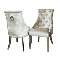 Duke Velvet Dining Chair With Chrome Knocker - Luxurious Design In 4 Colors, UK Fire Resistant - UK Luxury Furniture