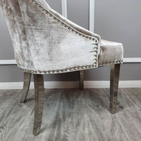 Duke Velvet Dining Chair With Chrome Knocker - Luxurious Design In 4 Colors, UK Fire Resistant - UK Luxury Furniture
