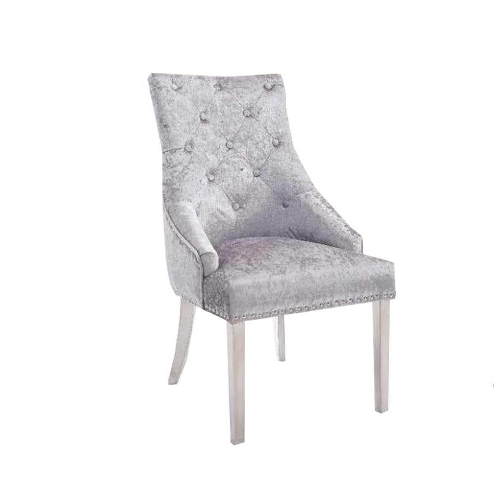 Duke Velvet Dining Chair With Chrome Knocker - Luxurious Design In 4 Colors, UK Fire Resistant - UK Luxury Furniture