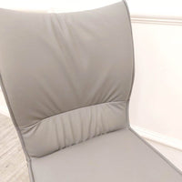 Flora Premium Leather Dining Chair with Ruched Design and Scandinavian Black Legs - Grey, Tan, Khaki Options - UK Luxury Furniture