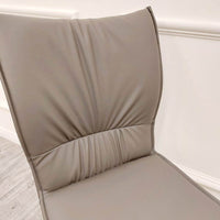 Flora Premium Leather Dining Chair with Ruched Design and Scandinavian Black Legs - Grey, Tan, Khaki Options - UK Luxury Furniture