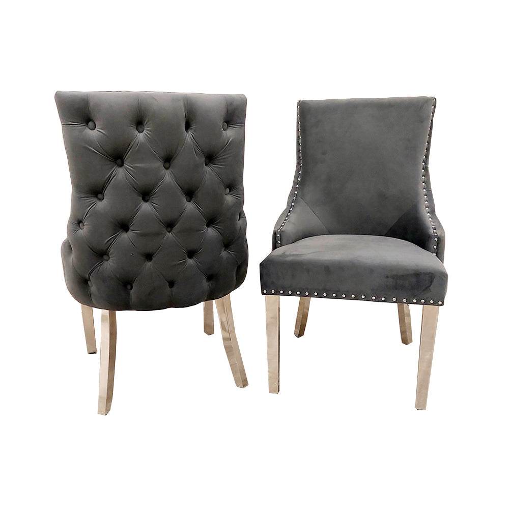 Kensington Dining Chair - Luxurious Velvet Upholstery, Chrome Legs & Deep Button Design - UK Luxury Furniture
