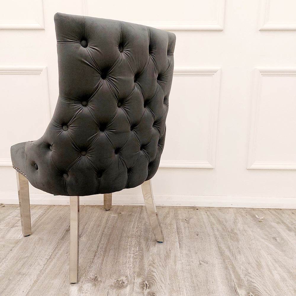 Kensington Dining Chair - Luxurious Velvet Upholstery, Chrome Legs & Deep Button Design - UK Luxury Furniture