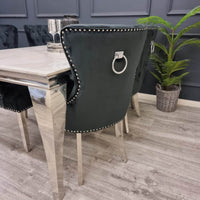 Megan Luxury Velvet Promo Chair - Stylish Chrome Ring Knocker, Available in 4 Elegant Colours - UK Luxury Furniture