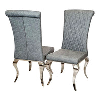 Nicole Luxury Dining Chair - High Scroll Back, Chrome Legs, Leather & Velvet Options - UK Luxury Furniture