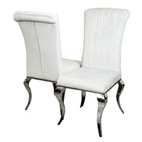 Nicole Luxury Dining Chair - High Scroll Back, Chrome Legs, Leather & Velvet Options - UK Luxury Furniture