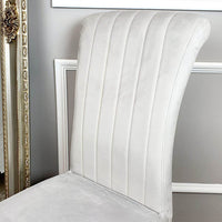 Nicole Luxury Dining Chair - High Scroll Back, Chrome Legs, Leather & Velvet Options - UK Luxury Furniture