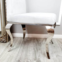 Nicole Luxury Dining Chair - High Scroll Back, Chrome Legs, Leather & Velvet Options - UK Luxury Furniture