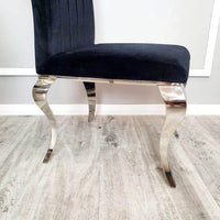 Nicole Luxury Dining Chair - High Scroll Back, Chrome Legs, Leather & Velvet Options - UK Luxury Furniture
