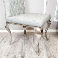 Nicole Luxury Dining Chair - High Scroll Back, Chrome Legs, Leather & Velvet Options - UK Luxury Furniture