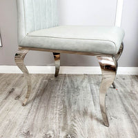 Nicole Luxury Dining Chair - High Scroll Back, Chrome Legs, Leather & Velvet Options - UK Luxury Furniture