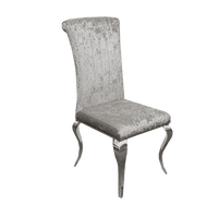 Nicole Luxury Dining Chair - High Scroll Back, Chrome Legs, Leather & Velvet Options - UK Luxury Furniture
