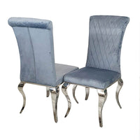Nicole Luxury Dining Chair - High Scroll Back, Chrome Legs, Leather & Velvet Options - UK Luxury Furniture
