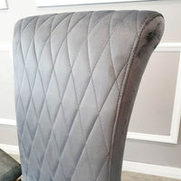 Nicole Luxury Dining Chair - High Scroll Back, Chrome Legs, Leather & Velvet Options - UK Luxury Furniture