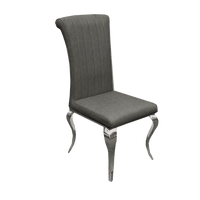 Nicole Luxury Dining Chair - High Scroll Back, Chrome Legs, Leather & Velvet Options - UK Luxury Furniture