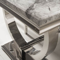 Luxurious Arriana Dining Table with Glass or Marble Top & Polished Stainless Steel Base - UK Luxury Furniture