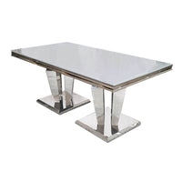 Athena 1.8M Dining Table With Double Mirrored Pedestal Base - Elegant Class & Sophistication - UK Luxury Furniture