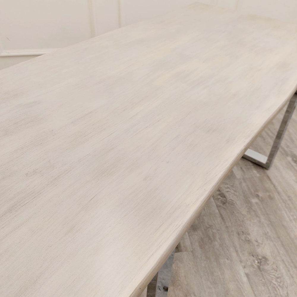 Freya 1.8m Dining Table - Solid Light Pine Wood Top with Elegant Chrome Metal Legs - UK Luxury Furniture