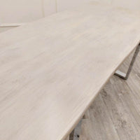 Freya 1.8m Dining Table - Solid Light Pine Wood Top with Elegant Chrome Metal Legs - UK Luxury Furniture