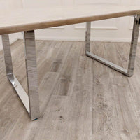 Freya 1.8m Dining Table - Solid Light Pine Wood Top with Elegant Chrome Metal Legs - UK Luxury Furniture