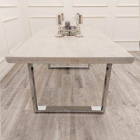 Freya 1.8m Dining Table - Solid Light Pine Wood Top with Elegant Chrome Metal Legs - UK Luxury Furniture