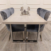 Freya 1.8m Dining Table - Solid Light Pine Wood Top with Elegant Chrome Metal Legs - UK Luxury Furniture