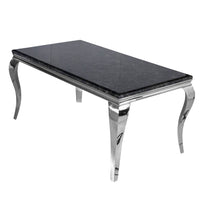 Louis Chrome Dining Table - Contemporary Parisian Chic, Marble & Glass Options, Sturdy Stainless Steel Base - UK Luxury Furniture