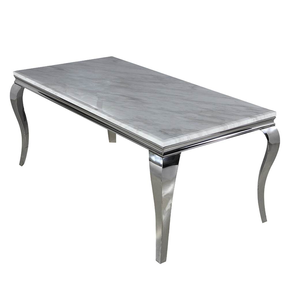 Louis Chrome Dining Table - Contemporary Parisian Chic, Marble & Glass Options, Sturdy Stainless Steel Base - UK Luxury Furniture