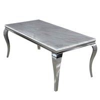 Louis Chrome Dining Table - Contemporary Parisian Chic, Marble & Glass Options, Sturdy Stainless Steel Base - UK Luxury Furniture